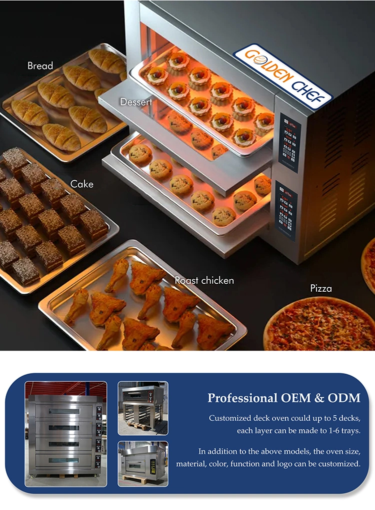 Golden Chef China Factory Sale High Quality Bakery Oven 380V 2.8kw 3 Deck 9 Trays Baking Oven Bread Electric Oven